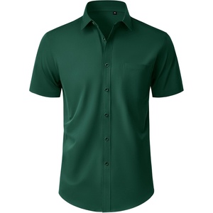 image:imageMens Short Sleeve Dress Shirt Wrinkle Free Button Down Shirt with Pocket  Work Office Wedding Graduation Formal Business Casual Party Family Comfortable Gala Easy Care Solid Fabric Regular FitGreen