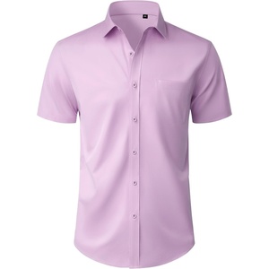 image:imageMens Short Sleeve Dress Shirt Wrinkle Free Button Down Shirt with Pocket  Work Office Wedding Graduation Formal Business Casual Party Family Comfortable Gala Easy Care Solid Fabric Regular FitLavender