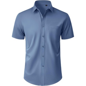 image:imageMens Short Sleeve Dress Shirt Wrinkle Free Button Down Shirt with Pocket  Work Office Wedding Graduation Formal Business Casual Party Family Comfortable Gala Easy Care Solid Fabric Regular FitDusty Blue
