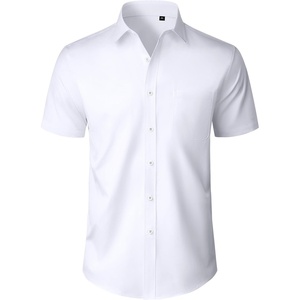 image:imageMens Short Sleeve Dress Shirt Wrinkle Free Button Down Shirt with Pocket  Work Office Wedding Graduation Formal Business Casual Party Family Comfortable Gala Easy Care Solid Fabric Regular FitWhite