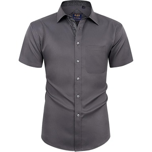 image:imageMens Short Sleeve Dress Shirt Wrinkle Free Summer Button Down Shirts  Stretch Non Iron Regular Fit with Pocket for Summer Business Casual Wedding Graduation Vacation Office Work Party FormalGrey