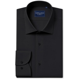 image:imageMens SilkBlend Dress Shirt Long Sleeve Regular Fit Button Down Shirts  Silkblend fabric Stain shield French placket Wrinkle resistance Removable collar stays Twobutton adjustable cuffsBlack