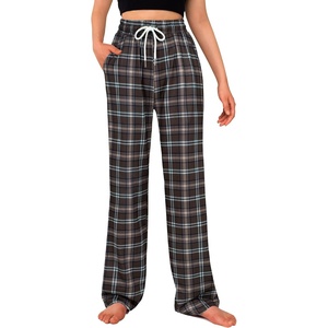 image:imageWomens Pajama Pants Plaid Stretch Comfy Lounge Pants Sleep Bottoms Y2K PJ  Buffalo plaid pajama Sleepwear Soft Long pjs Checked Home Going out Fall winter Christmas matching Lady pants CozyBrown