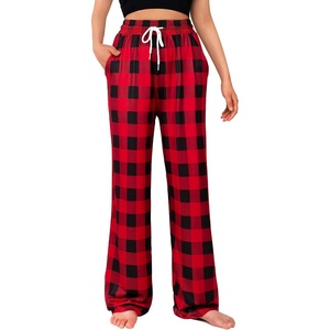 image:imageWomens Pajama Pants Plaid Stretch Comfy Lounge Pants Sleep Bottoms Y2K PJ  Buffalo plaid pajama Sleepwear Soft Long pjs Checked Home Going out Fall winter Christmas matching Lady pants CozyAblackred