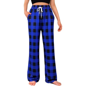 image:imageWomens Pajama Pants Plaid Stretch Comfy Lounge Pants Sleep Bottoms Y2K PJ  Buffalo plaid pajama Sleepwear Soft Long pjs Checked Home Going out Fall winter Christmas matching Lady pants CozyBlackblue