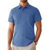 image:imageAlimens amp Gentle Mens Dress Shirt Short Sleeve Pocket Button Down ShirtDusty Blue