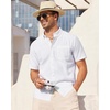 image:imageAlimens amp Gentle Mens Linen Shirt Short Sleeve Casual Cotton Button Down Shirts Collared Summer ShirtsWhite