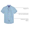 image:imageAlimens amp Gentle Plaid Mens Short Sleeve Button Down Shirts with PocketNavy Green Check