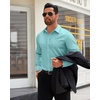image:imageMens Dress Shirt Long Sleeve Wrinkle Free Stretch Button Down ShirtGrey Green