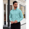 image:imageMens Dress Shirt Long Sleeve Wrinkle Free Stretch Button Down ShirtGrey Green