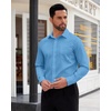 image:imageMens Dress Shirt Long Sleeve Wrinkle Free Stretch Button Down ShirtHaze Blue