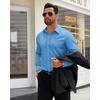 image:imageMens Dress Shirt Long Sleeve Wrinkle Free Stretch Button Down ShirtHaze Blue