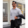 image:imageMens Dress Shirt Long Sleeve Wrinkle Free Stretch Button Down ShirtLight Grey