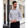 image:imageMens Dress Shirt Long Sleeve Wrinkle Free Stretch Button Down ShirtLight Grey