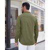 image:imageMens Dress Shirt Long Sleeve Wrinkle Free Stretch Button Down ShirtOlive Green