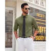 image:imageMens Dress Shirt Long Sleeve Wrinkle Free Stretch Button Down ShirtOlive Green