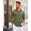 image:imageMens Dress Shirt Long Sleeve Wrinkle Free Stretch Button Down ShirtOlive Green