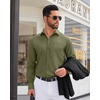 image:imageMens Dress Shirt Long Sleeve Wrinkle Free Stretch Button Down ShirtOlive Green