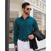 image:imageMens Dress Shirt Long Sleeve Wrinkle Free Stretch Button Down ShirtPeacock Blue