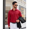 image:imageMens Dress Shirt Long Sleeve Wrinkle Free Stretch Button Down ShirtRed