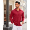 image:imageMens Dress Shirt Long Sleeve Wrinkle Free Stretch Button Down ShirtRed