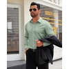 image:imageMens Dress Shirt Long Sleeve Wrinkle Free Stretch Button Down ShirtSage Green