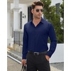 image:imageMens Dress Shirts Long Sleeve Wrinkle Free Business Button Up ShirtsNavy Blue