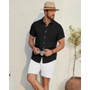 image:imageMens Linen Shirt Short Sleeve Button Down Shirt Casual Beach Wedding ShirtsBlack