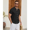 image:imageMens Linen Shirt Short Sleeve Button Down Shirt Casual Beach Wedding ShirtsBlack