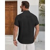 image:imageMens Linen Shirt Short Sleeve Button Down Shirt Casual Beach Wedding ShirtsBlack