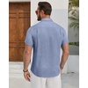 image:imageMens Linen Shirt Short Sleeve Button Down Shirt Casual Beach Wedding ShirtsBlue