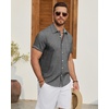 image:imageMens Linen Shirt Short Sleeve Button Down Shirt Casual Beach Wedding ShirtsGrey