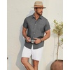 image:imageMens Linen Shirt Short Sleeve Button Down Shirt Casual Beach Wedding ShirtsGrey
