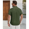 image:imageMens Linen Shirt Short Sleeve Button Down Shirt Casual Beach Wedding ShirtsOlive Green