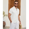 image:imageMens Linen Shirt Short Sleeve Button Down Shirt Casual Beach Wedding ShirtsWhite