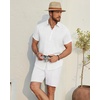 image:imageMens Linen Shirt Short Sleeve Button Down Shirt Casual Beach Wedding ShirtsWhite