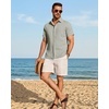 image:imageMens Linen Shirt Short Sleeve Button Down Shirt Summer Casual Beach TopsLight Grey
