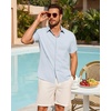 image:imageMens Linen Shirt Short Sleeve Button Down Shirt Summer Casual Beach TopsSky Blue
