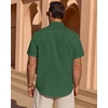 image:imageMens Linen Textured Shirt Cotton Short Sleeve Summer Button Down ShirtsArmy Green