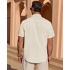 image:imageMens Linen Textured Shirt Cotton Short Sleeve Summer Button Down ShirtsBeige