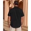 image:imageMens Linen Textured Shirt Cotton Short Sleeve Summer Button Down ShirtsBlack