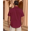 image:imageMens Linen Textured Shirt Cotton Short Sleeve Summer Button Down ShirtsBurgundy