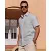 image:imageMens Linen Textured Shirt Cotton Short Sleeve Summer Button Down ShirtsLight Grey