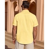 image:imageMens Linen Textured Shirt Cotton Short Sleeve Summer Button Down ShirtsLight Yellow