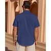 image:imageMens Linen Textured Shirt Cotton Short Sleeve Summer Button Down ShirtsNavy Blue
