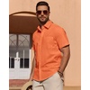 image:imageMens Linen Textured Shirt Cotton Short Sleeve Summer Button Down ShirtsOrange