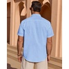 image:imageMens Linen Textured Shirt Cotton Short Sleeve Summer Button Down ShirtsSky Blue