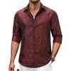 image:imageMens Paisley Dress Shirt Long Sleeve Button Down Floral Shirt Party WeddingBlack Red