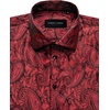 image:imageMens Paisley Dress Shirt Long Sleeve Button Down Floral Shirt Party WeddingRed