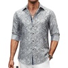 image:imageMens Paisley Dress Shirt Long Sleeve Button Down Floral Shirt Party WeddingSilver